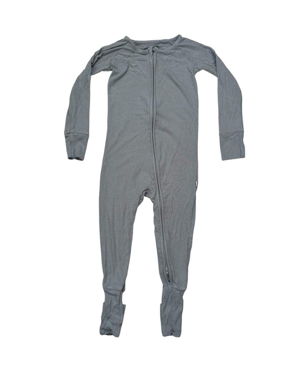 LITTLE SLEEPIES Ribbed Zippy One Piece Pajama in Slate Blue Size 2T Kids Bamboo